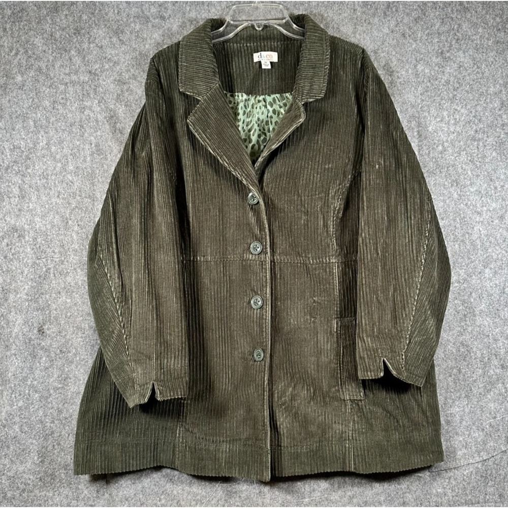 Vtg Heritage Tumbled Corduroy Coat Jacket Womens 3X Olive Green Peacoat